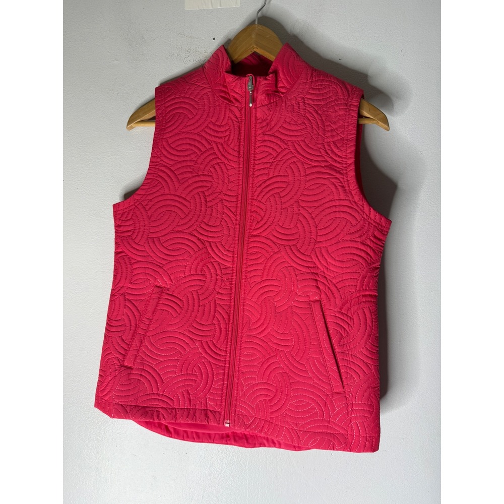 Pebble beach quilted Full zip golf vest pink size small